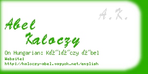 abel kaloczy business card